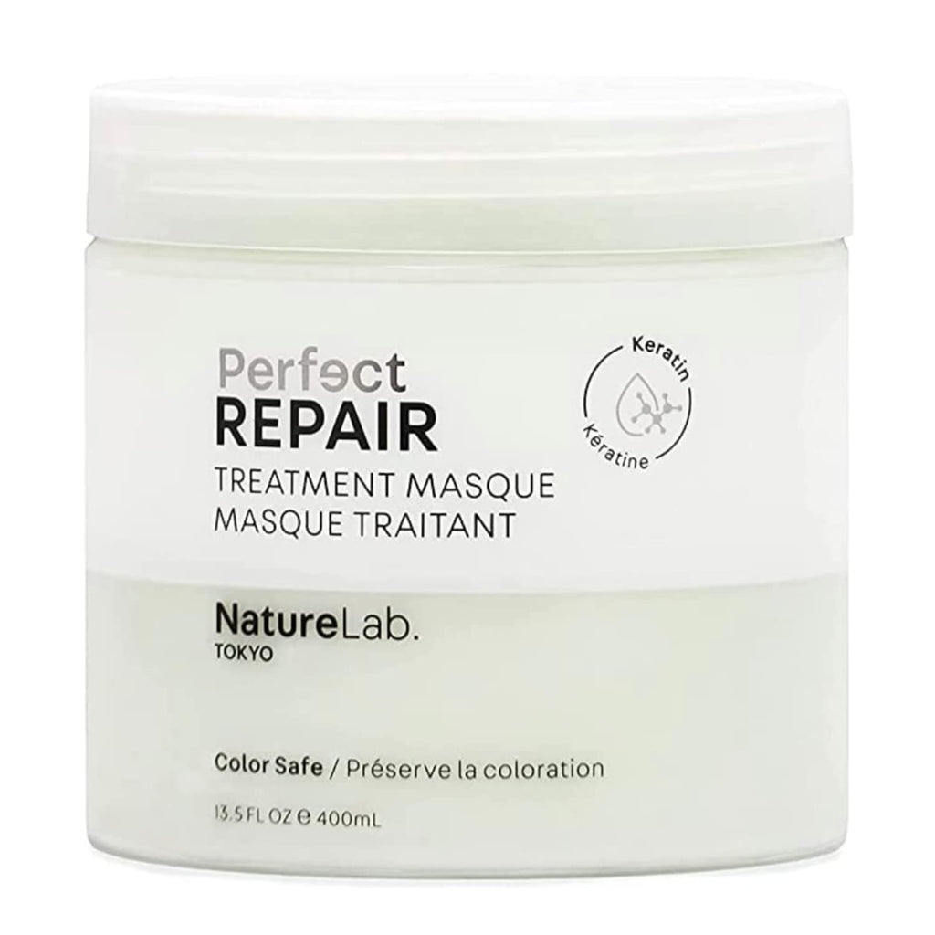 NATURELAB. TOKYO Perfect Repair Treatment Masque Jumbo Size: Heat and Color Protection Hair Mask Treatment to Strengthen and Repair Dull Damaged Brittle Hair I 13.5 FL OZ / 400ml ($38 Value)